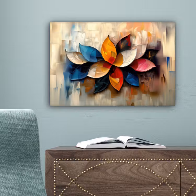 Bloem - Abstract - Kleurrijk - Bladeren canvas 2cm klein -sfeer4