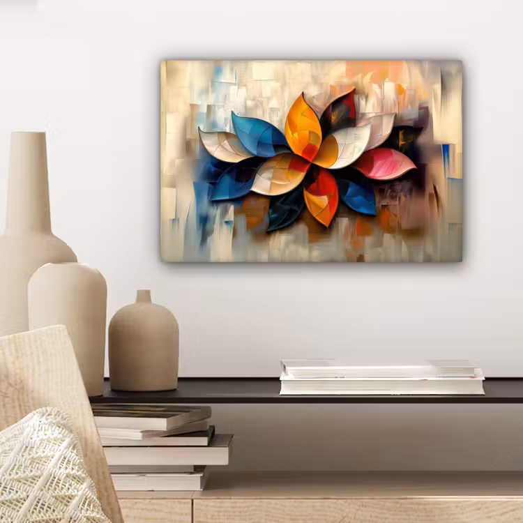 Bloem - Abstract - Kleurrijk - Bladeren canvas 2cm klein -sfeer6