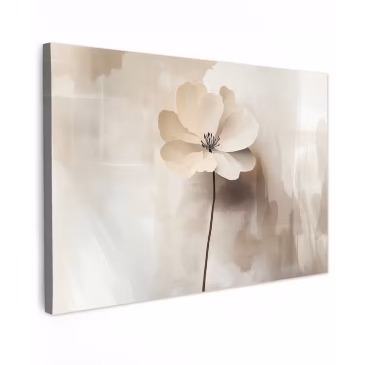 Bloem - Beige - Verf - Schaduw canvas 2cm klein -z3d