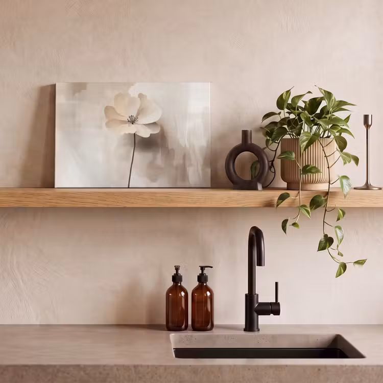 Bloem - Beige - Verf - Schaduw canvas 2cm klein -sfeer3