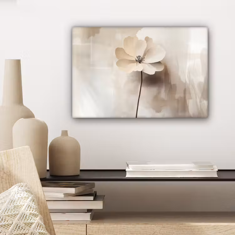 Bloem - Beige - Verf - Schaduw canvas 2cm klein -sfeer6