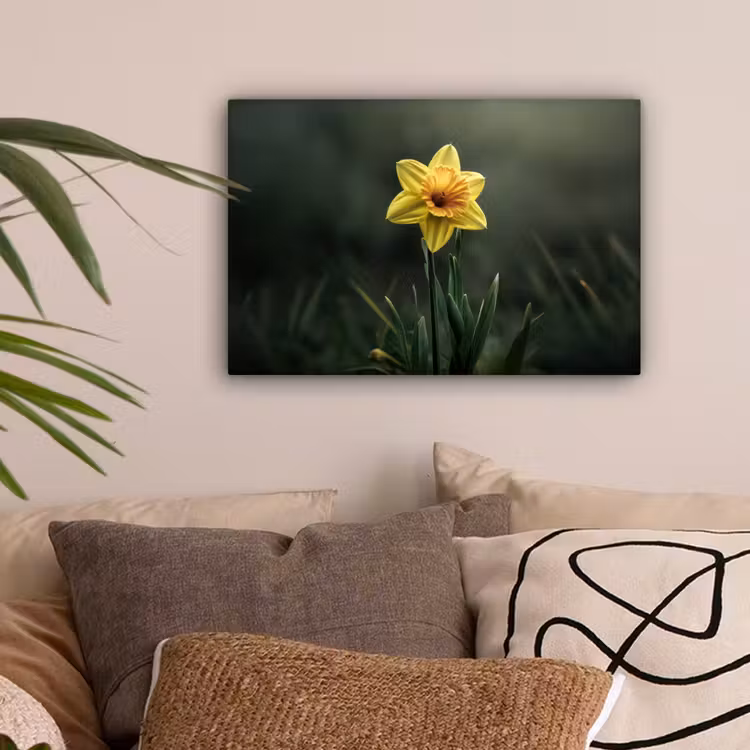 Bloem - Narcis - Gras - Geel canvas 2cm klein -sfeer1