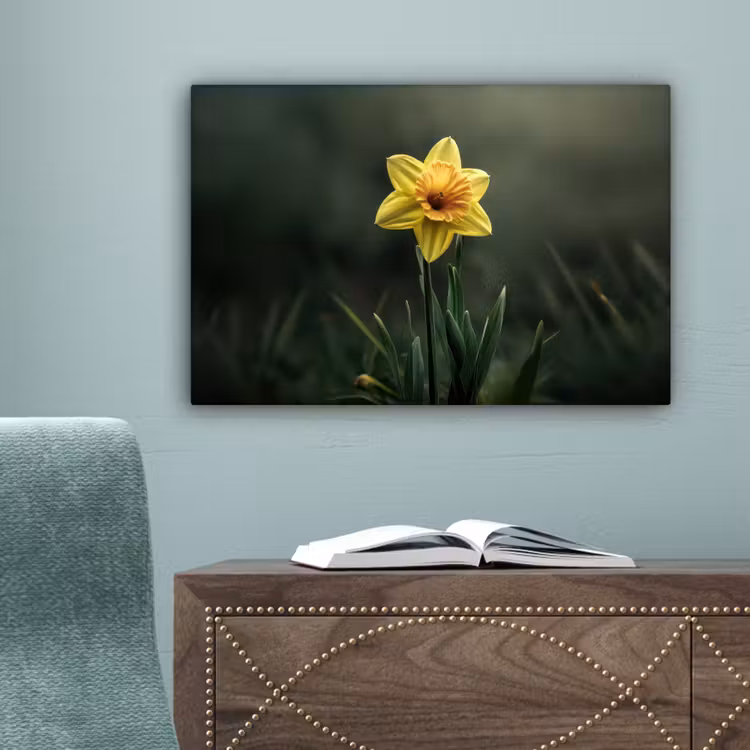 Bloem - Narcis - Gras - Geel canvas 2cm klein -sfeer4