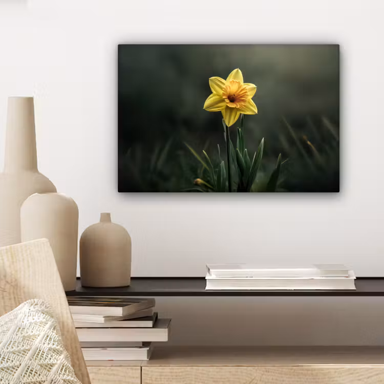 Bloem - Narcis - Gras - Geel canvas 2cm klein -sfeer6