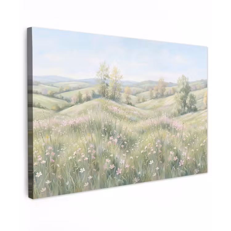 Bloemen veld - Bloemen - Groen canvas 2cm klein -z3d