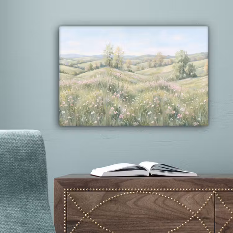 Bloemen veld - Bloemen - Groen canvas 2cm klein -sfeer4