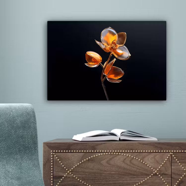 Bloem - Orchidee - Oranje canvas 2cm klein -sfeer4