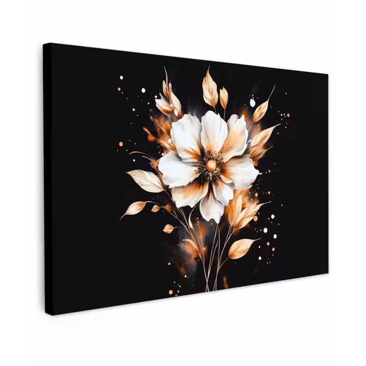 Bloem - Verf - Goud - Graffiti - Modern canvas 2cm klein -z3d
