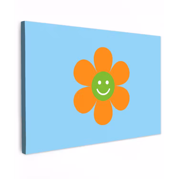 Bloem - Smiley - Kleurrijk canvas 2cm klein -z3d