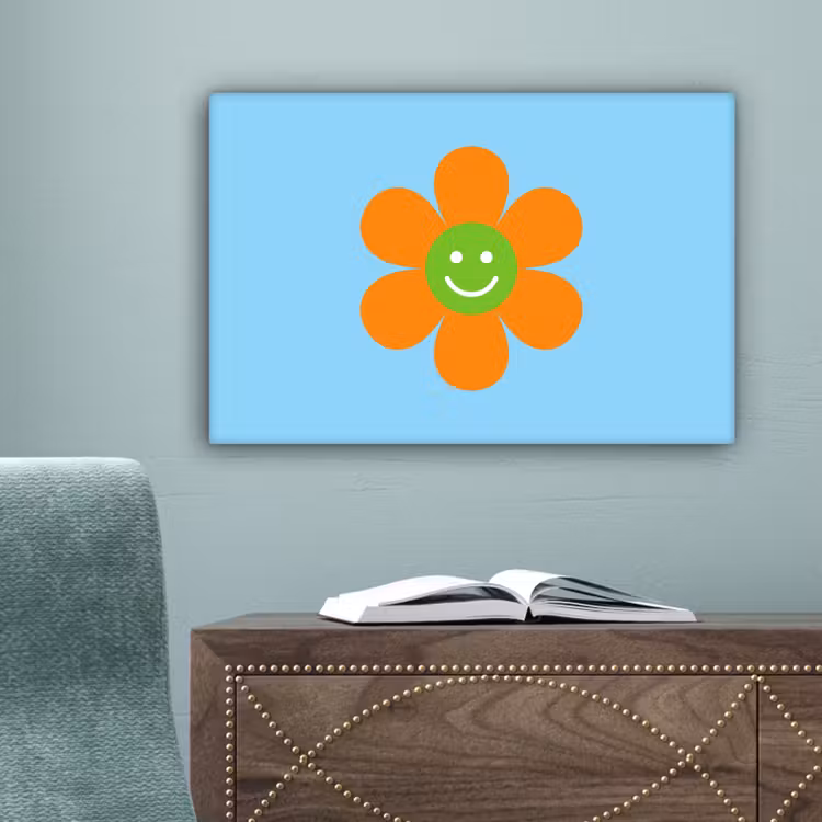 Bloem - Smiley - Kleurrijk canvas 2cm klein -sfeer4