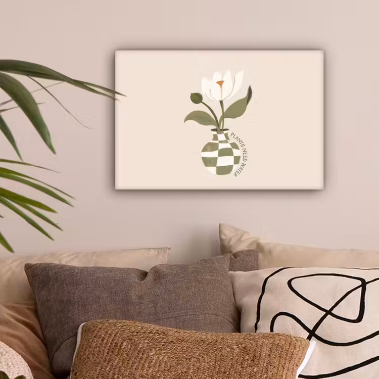 Bloem - Wit - Vaas - Quote canvas 2cm klein -sfeer1