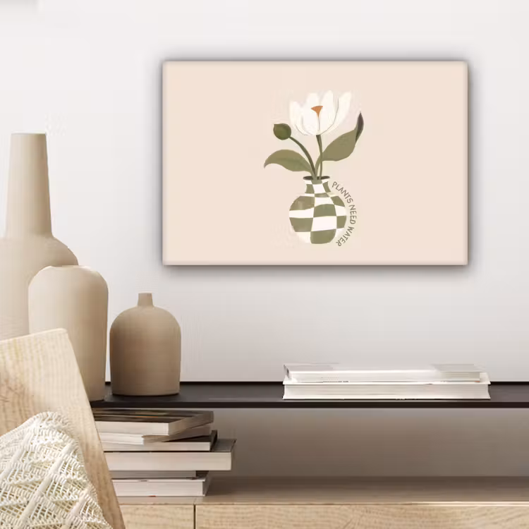 Bloem - Wit - Vaas - Quote canvas 2cm klein -sfeer6