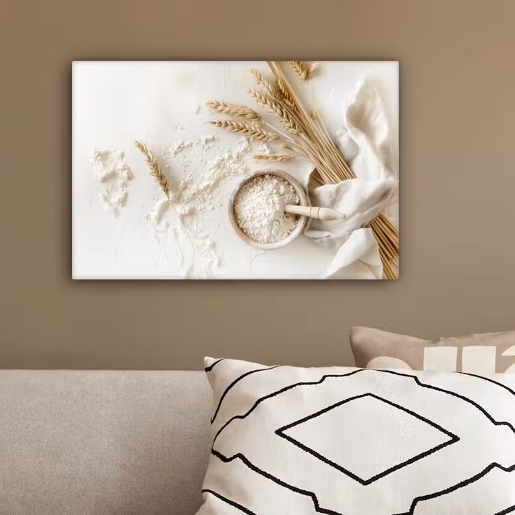 Bloem - Hout - Tarwe canvas 2cm klein -sfeer3
