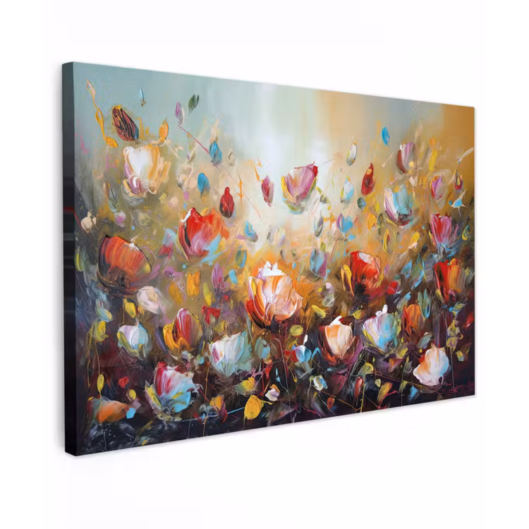 Bloemen - Kunst - Natuur - Olieverf canvas 2cm klein -z3d