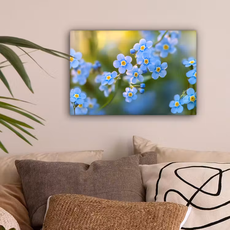Bloemetjes - Blauw - Vergeet mij nietjes canvas 2cm klein -sfeer1