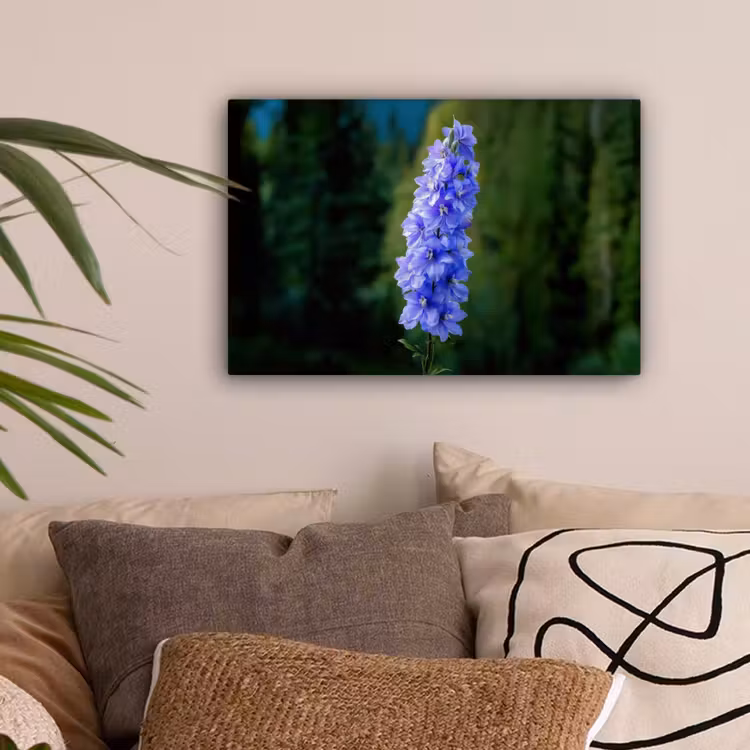 Bloemen - Blauw - Dennenboom canvas 2cm klein -sfeer1