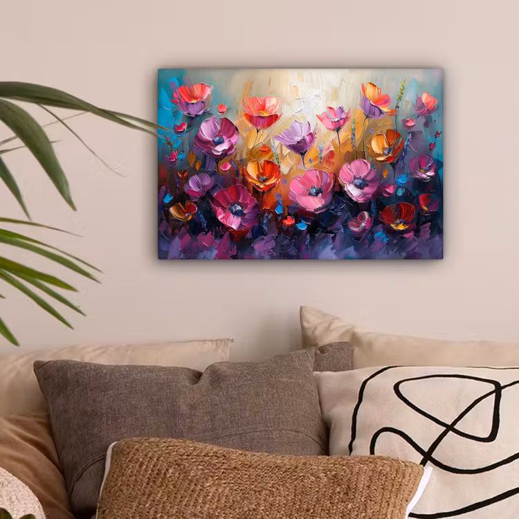 Bloemen - Botanisch - Kunst - Roze - Natuur canvas 2cm klein -sfeer1