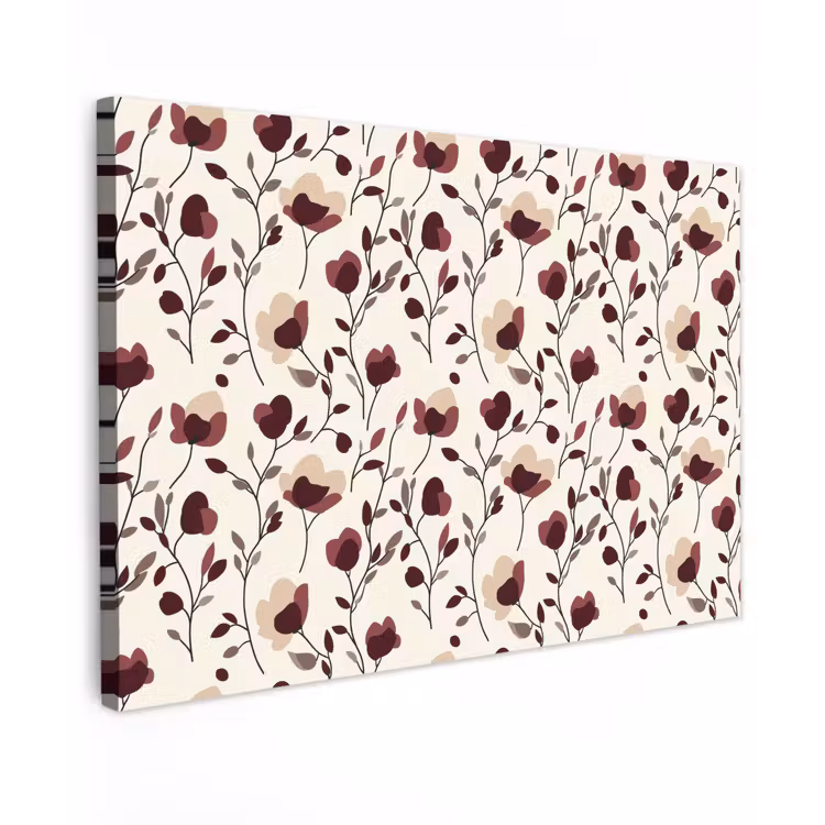 Bloemen - Botanisch - Bordeaux canvas 2cm klein 34 -z3d