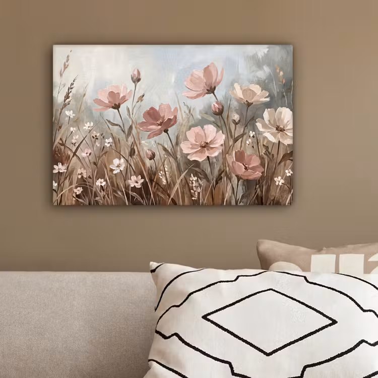 Bloemen - Botanisch - Schilderij - Pastel - Rustiek canvas 2cm klein -sfeer3