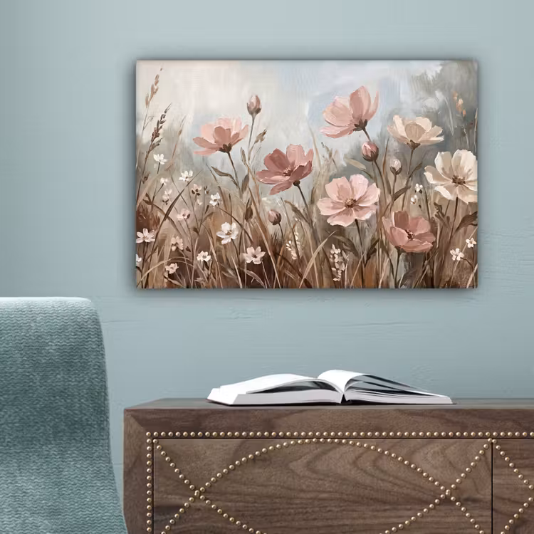 Bloemen - Botanisch - Schilderij - Pastel - Rustiek canvas 2cm klein -sfeer4