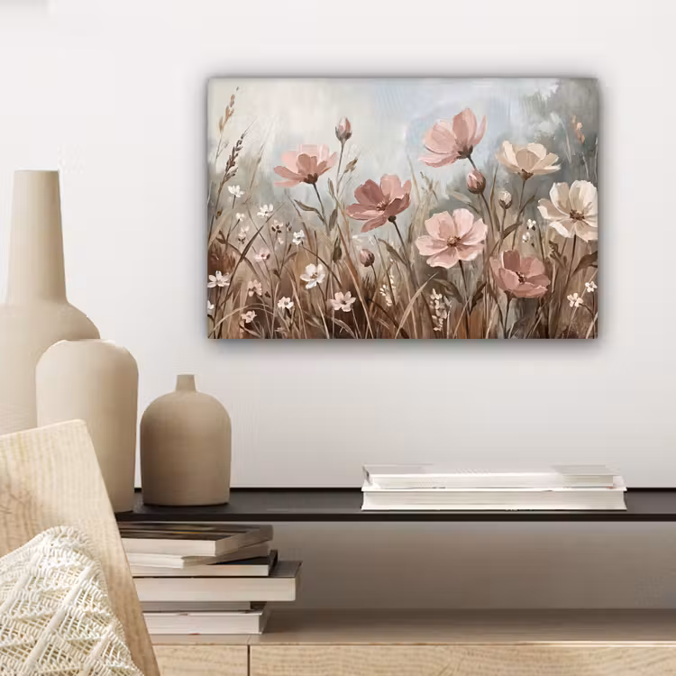 Bloemen - Botanisch - Schilderij - Pastel - Rustiek canvas 2cm klein -sfeer6