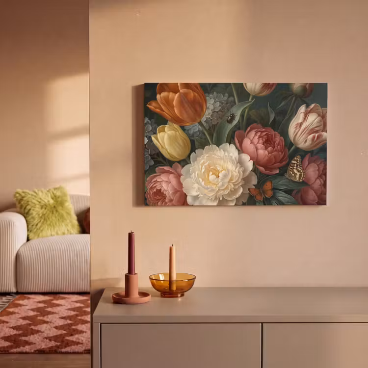 Bloemen - Boeket - Natuur - Klassiek - Donker canvas 2cm klein -sfeer1
