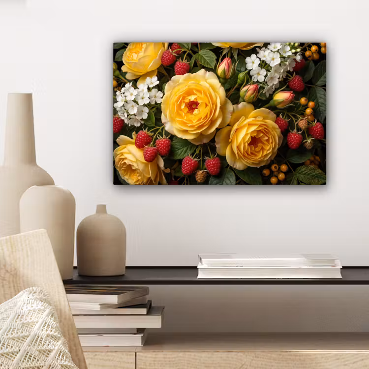 Bloemen - Boeket - Natuur - Klassiek - Geel canvas 2cm klein -sfeer6
