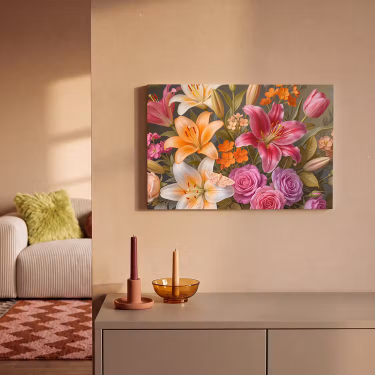 Bloemen - Boeket - Natuur - Kleurrijk - Modern canvas 2cm klein -sfeer1