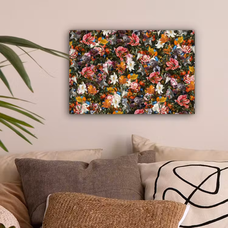 Bloemen - Vlinder - Design - Kunst - Abstract - Schilderij - Oude meesters canvas 2cm klein -sfeer1