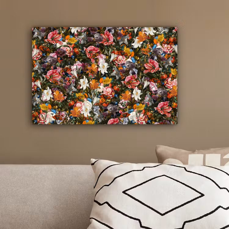 Bloemen - Vlinder - Design - Kunst - Abstract - Schilderij - Oude meesters canvas 2cm klein -sfeer3