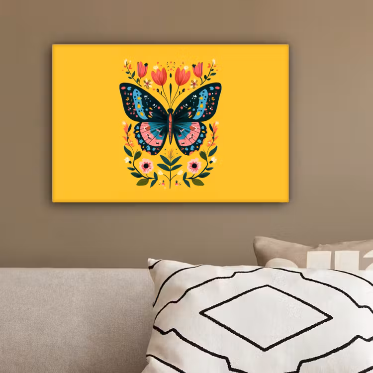 Bloemen - Kleurrijk - Vlinder - Sierlijk canvas 2cm klein -sfeer3