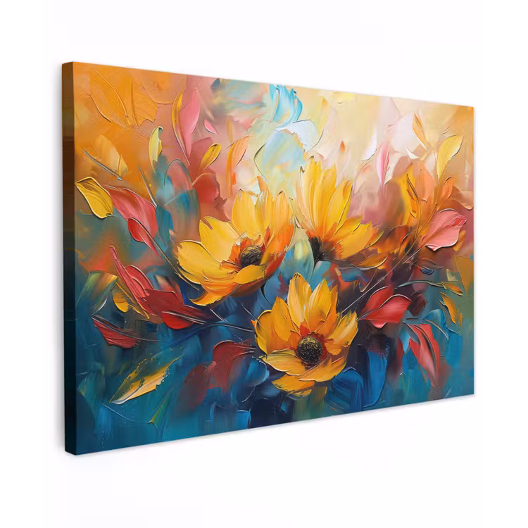 Bloemen - Dahlia - Kunst - Oranje - Watercolor canvas 2cm klein -z3d