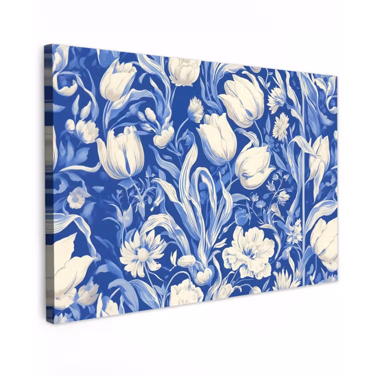 Bloemen - Delfts Blauw - Patroon - Tulp canvas 2cm klein -z3d