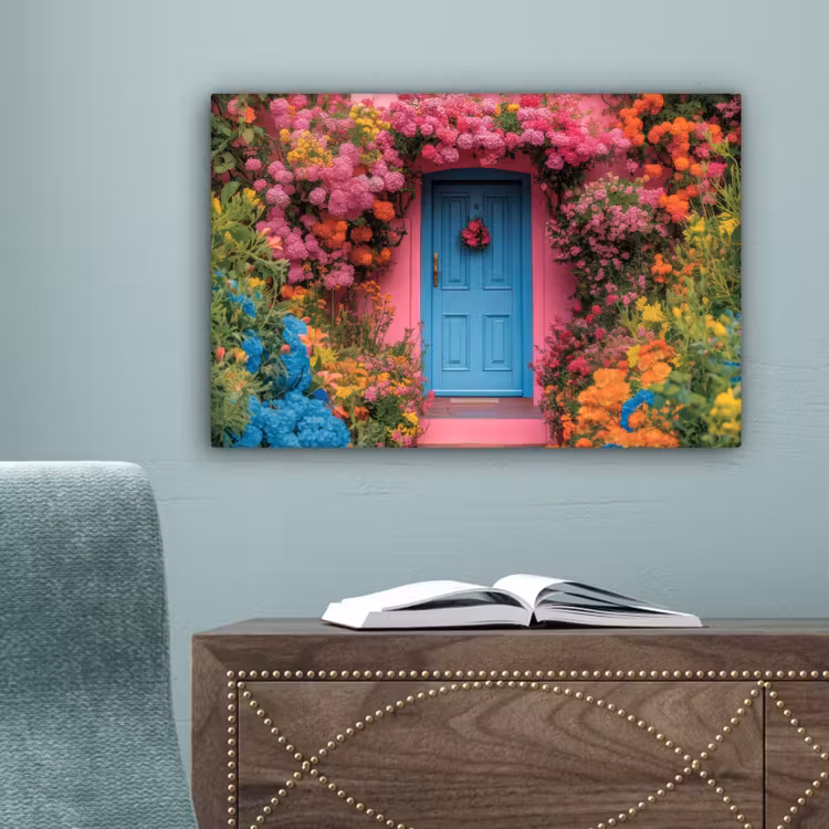 Bloemen - Deur - Roze canvas 2cm klein -sfeer4