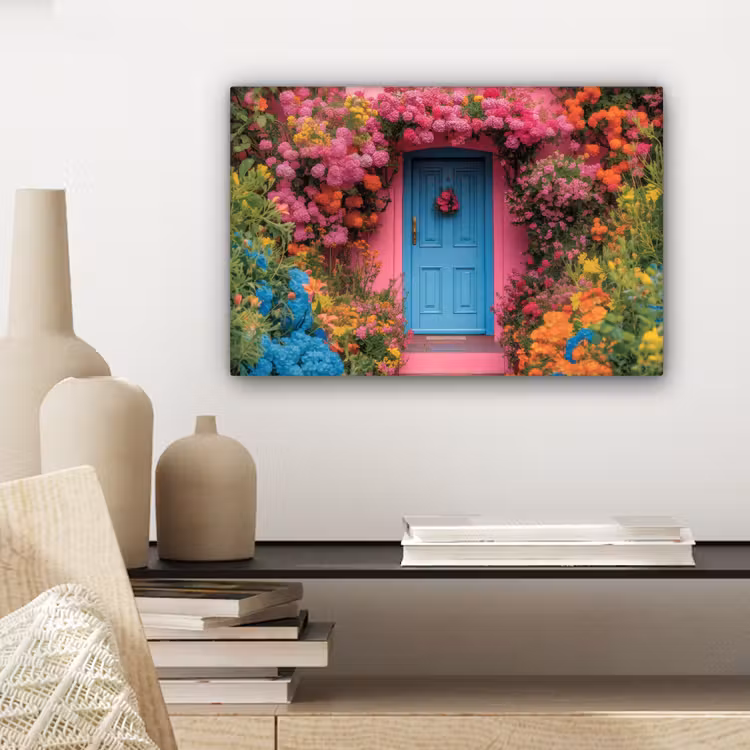 Bloemen - Deur - Roze canvas 2cm klein -sfeer6