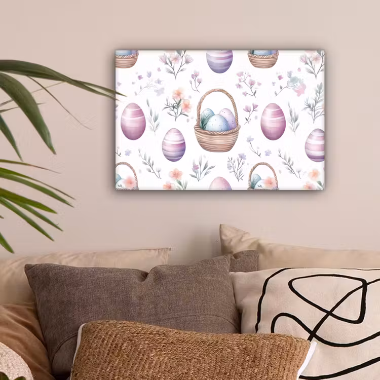 Bloemen - Paaseieren - Patroon canvas 2cm klein -sfeer1