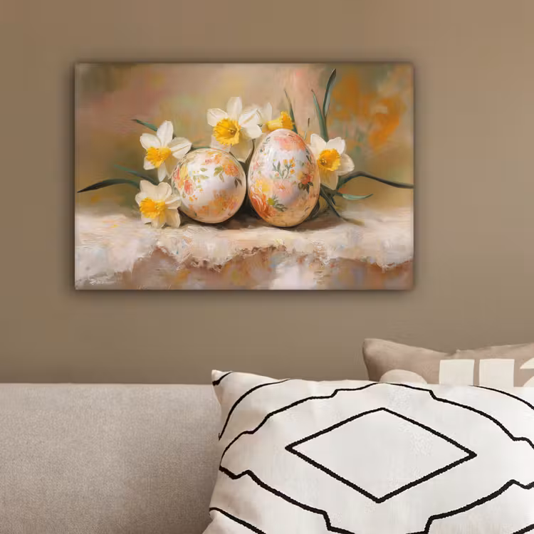 Bloemen - Eieren - Geschilderd canvas 2cm klein -sfeer3