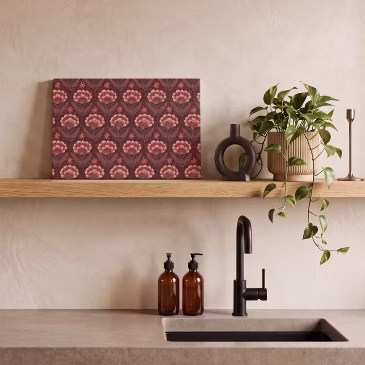 Bloemen - Waaier - Paars canvas 2cm klein 34 -sfeer3