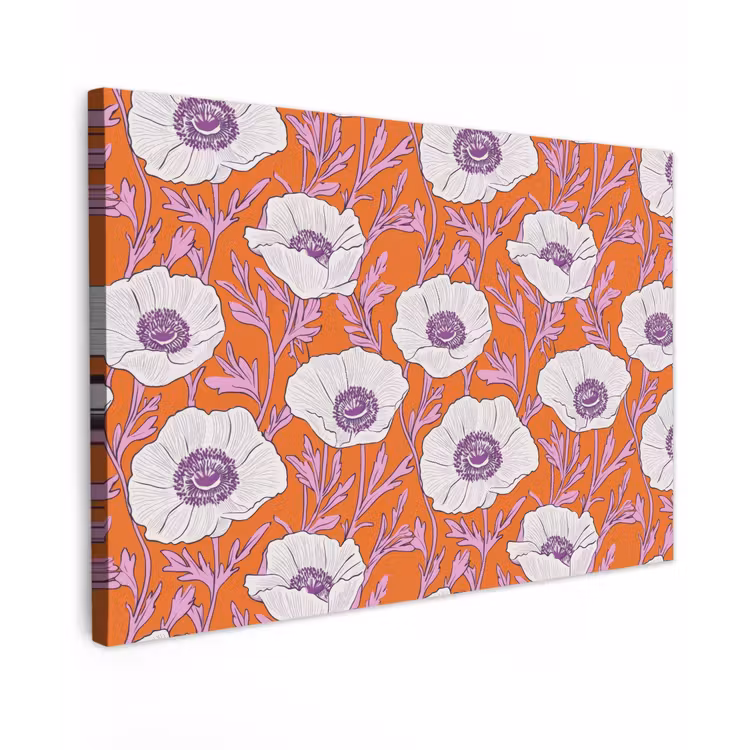 Bloemen - Grafisch - Oranje canvas 2cm klein 34 -z3d