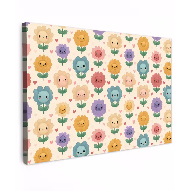Bloemen - Hartjes - Kleurrijk canvas 2cm klein 34 -z3d