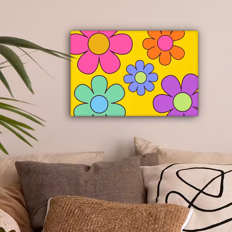 Bloemen - Illustratie - Kleurrijk canvas 2cm klein -sfeer1