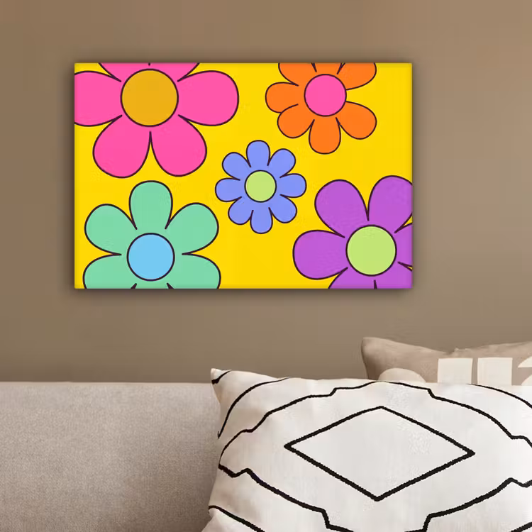 Bloemen - Illustratie - Kleurrijk canvas 2cm klein -sfeer3