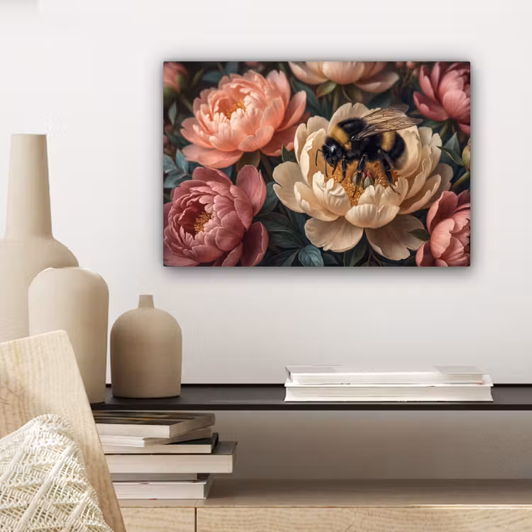 Bloemen - Insect - Natuur - Roze canvas 2cm klein -sfeer6