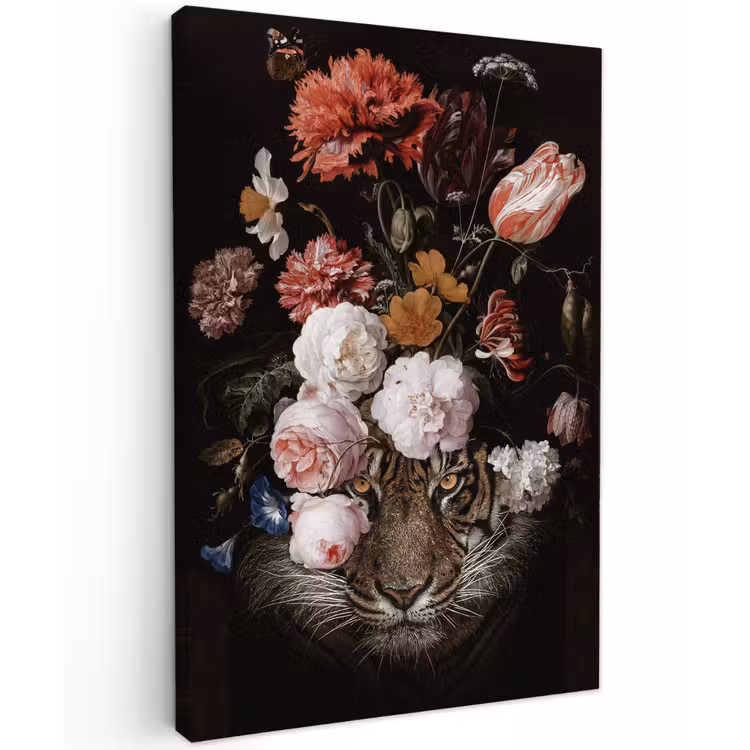 Bloemen - Jan Davidsz de Heem - Tijger - Schilderij - Stilleven - Oude meesters canvas 2cm klein -z3d