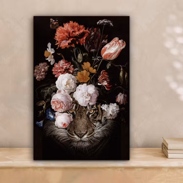 Bloemen - Jan Davidsz de Heem - Tijger - Schilderij - Stilleven - Oude meesters canvas 2cm klein -sfeer1