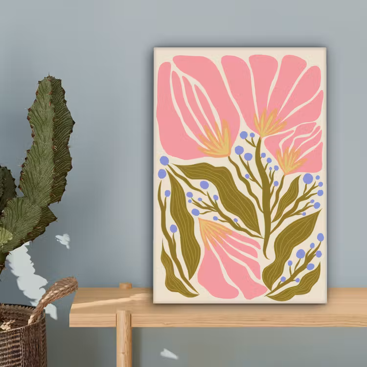 Bloemen - Bladeren - Abstract - Roze canvas 2cm klein -sfeer4