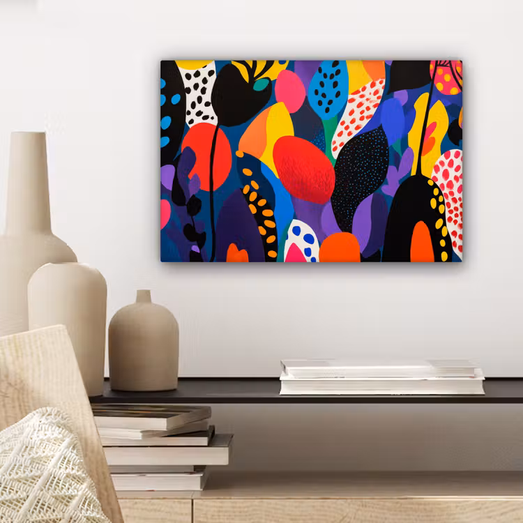 Bloemen - Bladeren - Abstract - Rood canvas 2cm klein -sfeer6