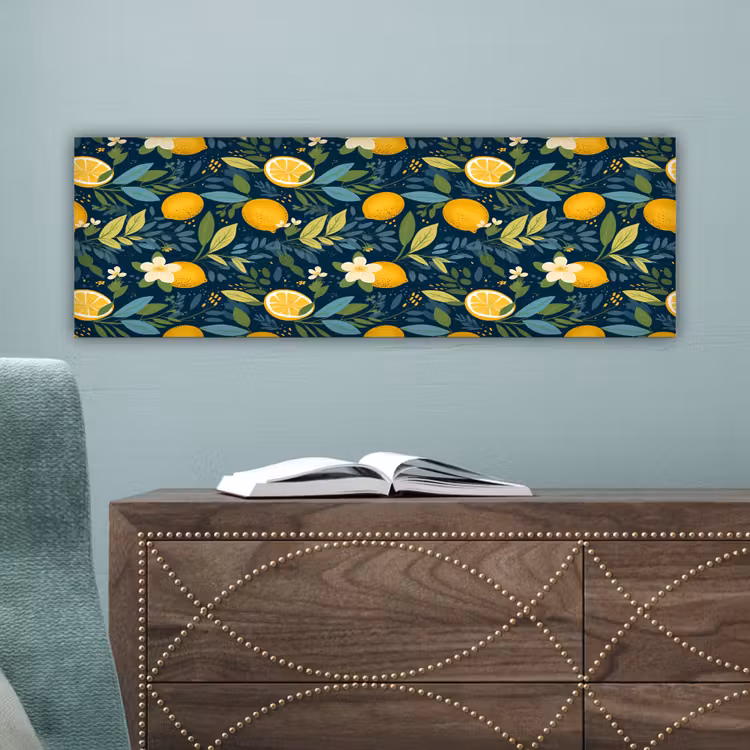 Bloemen - Bladeren - Citroenen - Blauw canvas 2cm klein 828 -sfeer4