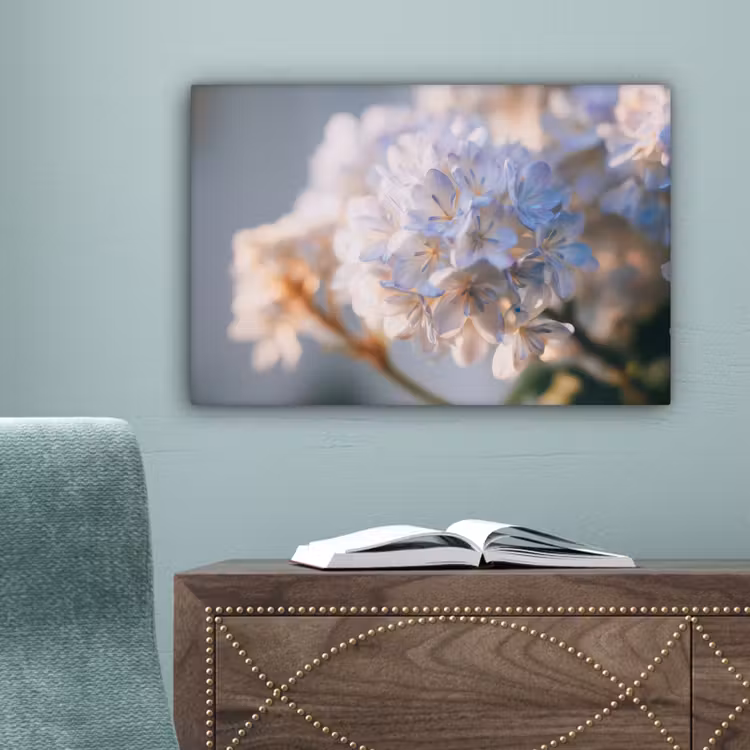 Bloemen - Lichtblauw - Wazig - Trosje canvas 2cm klein -sfeer4