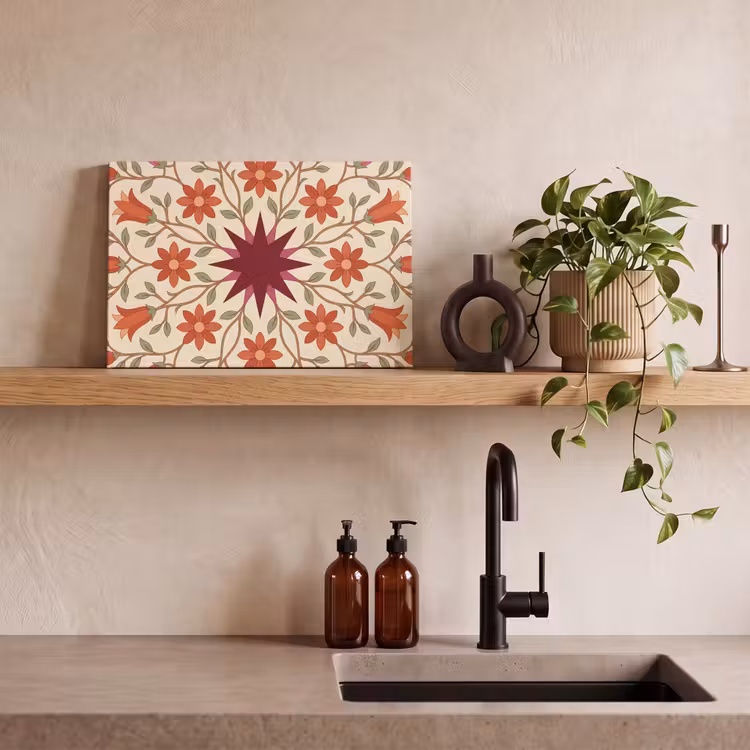 Bloemen - Mandala - Decoratief - Rood canvas 2cm klein -sfeer3